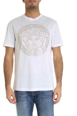 范思哲 白色美杜莎铆钉短袖T恤 A77987-A201952-A001 Shop 范思哲 白色美杜莎铆钉短袖T恤 A77987-A201952-A001