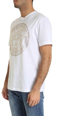 范思哲 白色美杜莎铆钉短袖T恤 A77987-A201952-A001 Details for 范思哲 白色美杜莎铆钉短袖T恤 A77987-A201952-A001