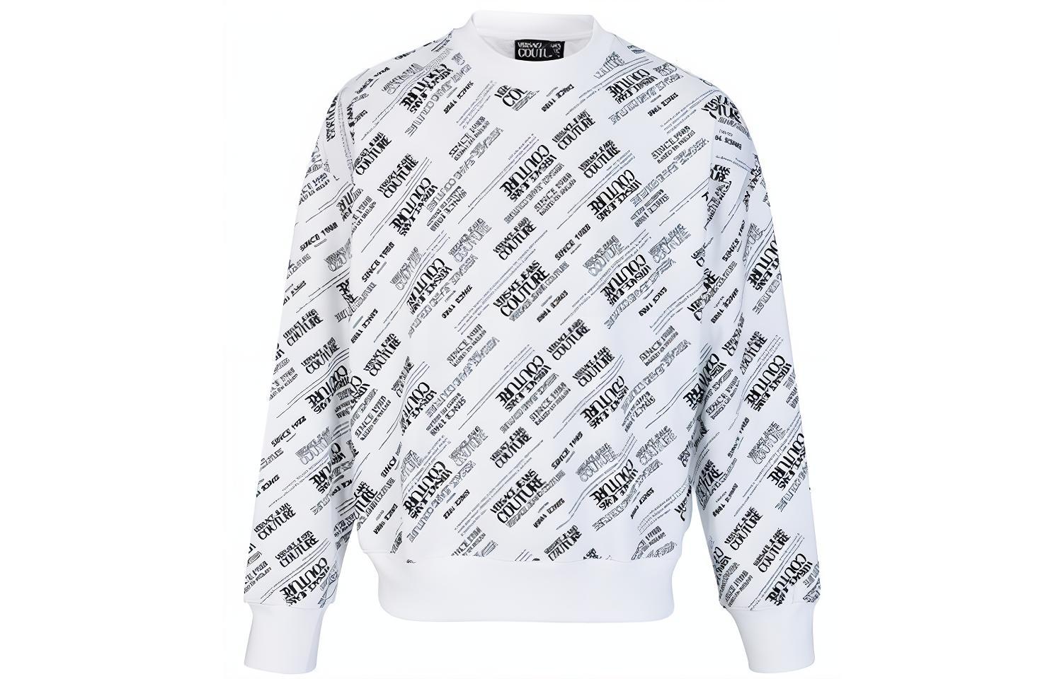 Versace White Printed Crewneck Long Sleeve Loose Sweatshirt 71GAI3O2-FS000-003