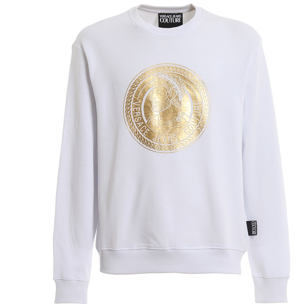 Versace White Printed Long-Sleeve Crewneck Sweatshirt Mens B7GUA7FS-30219-003