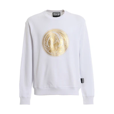 Versace White Printed Long-Sleeve Crewneck Sweatshirt Mens B7GUA7FS-30219-003