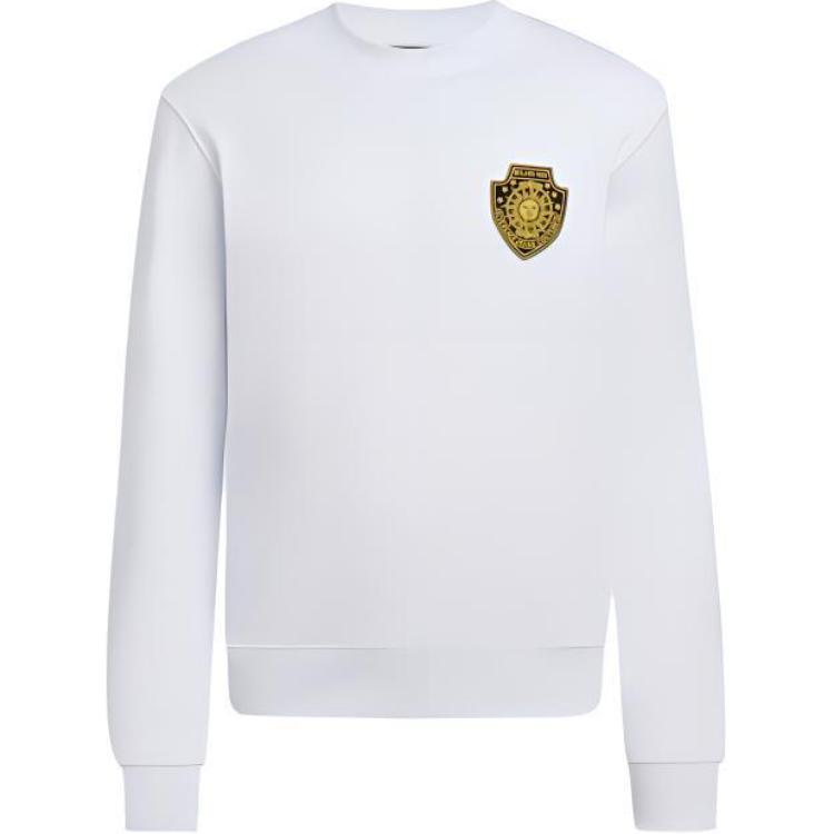 Versace White Pullover Sweatshirt with Solid Logo and Embroidered Medallion 72GAI3R7-F0010-003