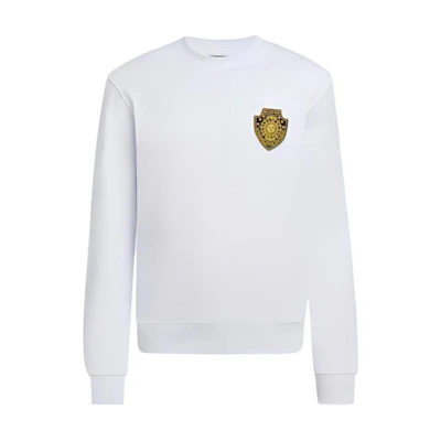 Versace White Pullover Sweatshirt with Solid Logo and Embroidered Medallion 72GAI3R7-F0010-003