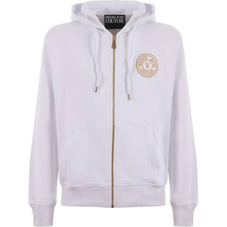 Versace White Slim Fit Printed Zip-Up Jacket with Long Sleeves 76GAIT02-CF01T-G03