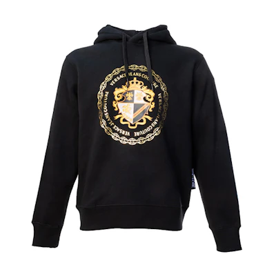 Versace Winter Black Hoodie with Gold Embroidery and Fleece Lining B7GZB7EF-30406-K42