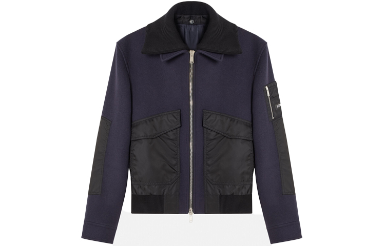 Versace Wool and Nylon Jacket Navy Blue 1001027-1A00678-2U540