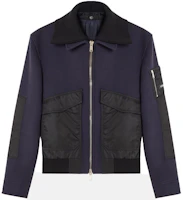 Versace Wool and Nylon Jacket Navy Blue 1001027-1A00678-2U540 Versace Wool and Nylon Jacket Navy Blue 1001027-1A00678-2U540