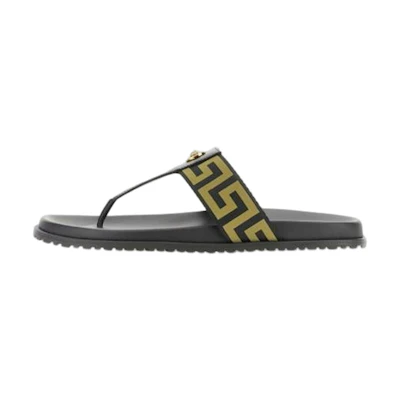 Versace Woven Toe Thong Fashion Slides 'Black'