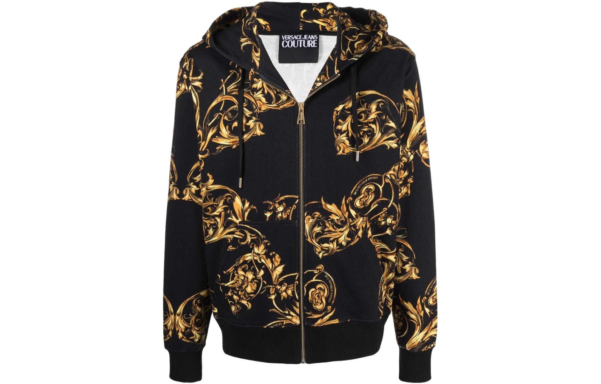 Versace SS22 Black Printed Zip-Up Hoodie Jacket 72GAI3Z0-FS019-G89