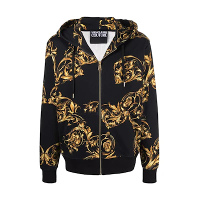 Versace SS22 Black Printed Zip-Up Hoodie Jacket 72GAI3Z0-FS019-G89