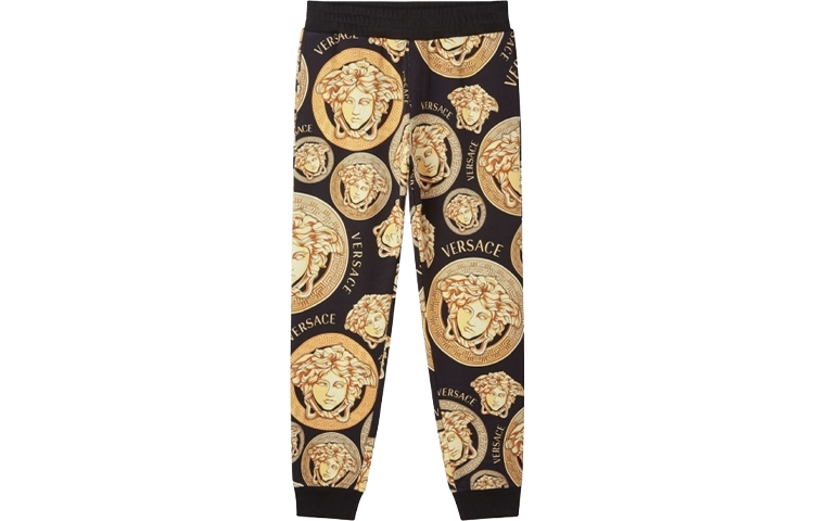 Versace Yellow Jogger Pants with Logo Print and Elastic Waistband. A88739-1F00721-5B000