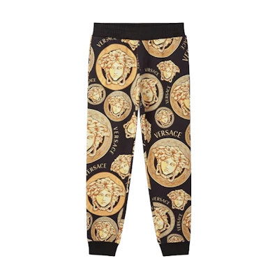 Versace Yellow Jogger Pants with Logo Print and Elastic Waistband. A88739-1F00721-5B000