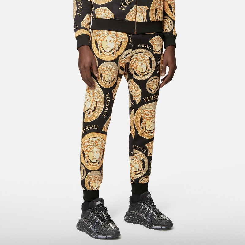 Shop 范思哲黄色徽标印花松紧腰运动裤 A88739-1F00721-5B000