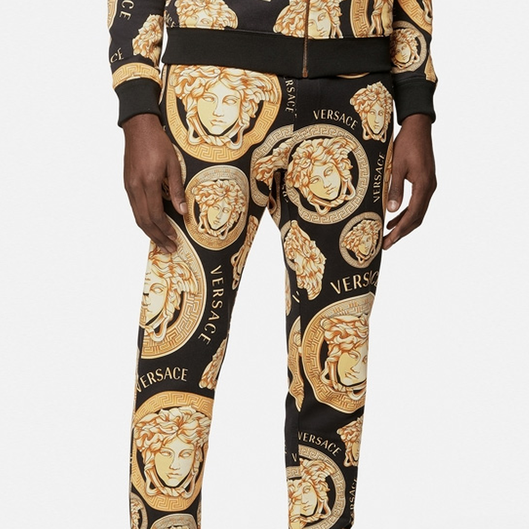 Sizing 范思哲黄色徽标印花松紧腰运动裤 A88739-1F00721-5B000