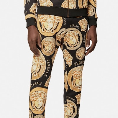 范思哲黄色徽标印花松紧腰运动裤 A88739-1F00721-5B000 Sizing 范思哲黄色徽标印花松紧腰运动裤 A88739-1F00721-5B000