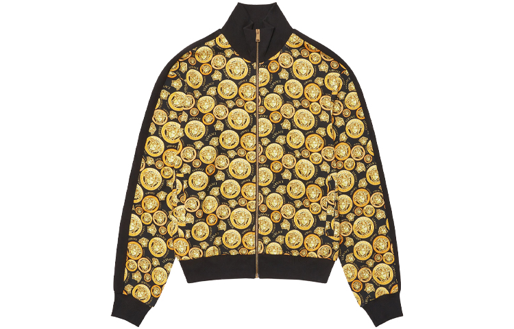 Versace Yellow Logo Print Zip-Up Jacket A88716-1F00675-5B000