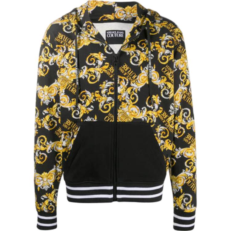 Versace Yellow Solid Logo Print Zip-Up Sweatshirt EB7GZA70-1ES08-30