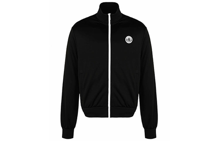 Versace Zip-Up Jacket with Micro Logo Collar Black A83462-A227823-A008