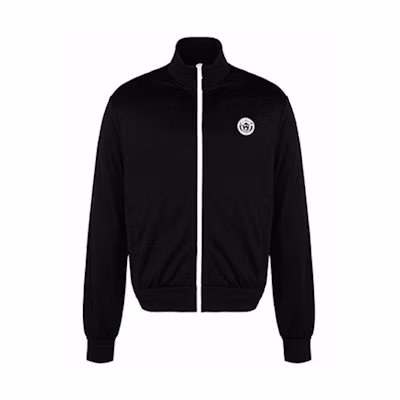 Versace Zip-Up Jacket with Micro Logo Collar Black A83462-A227823-A008