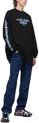 Vetements Hitam Baju T Lengan Panjang Kapas Bersulam Crewneck UAH21TR627-BLACK Purchase Vetements Hitam Baju T Lengan Panjang Kapas Bersulam Crewneck UAH21TR627-BLACK