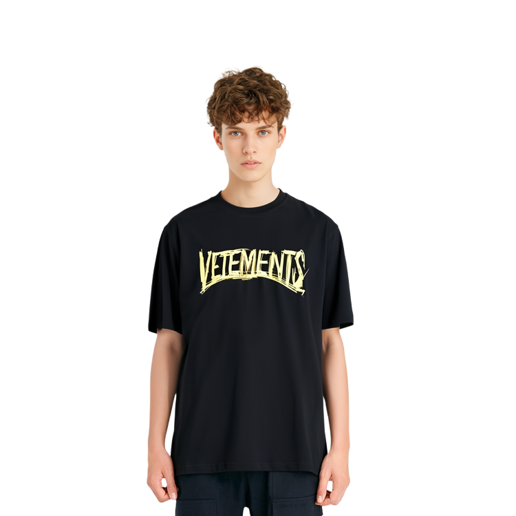 Sizing ヴェトモン ブラック ロゴ ショートスリーブ Tシャツ UAH21TR618-BLACK