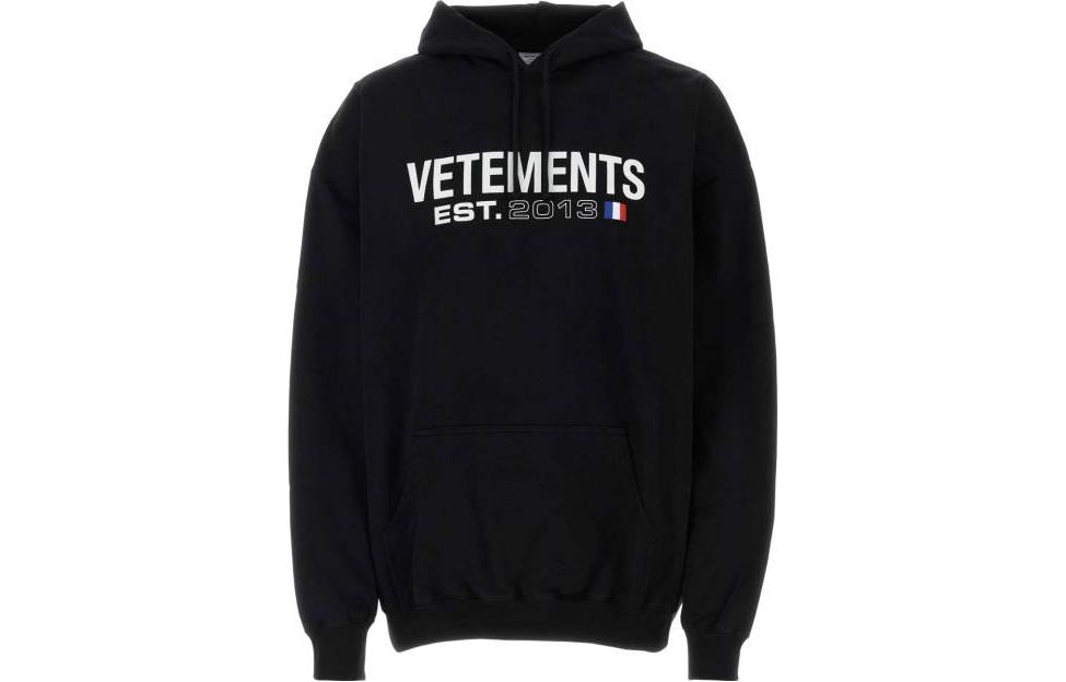 Vetements  Black Solid Color Pullover Hoodie UE54HD100BBLACK