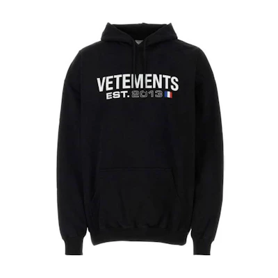 Vetements Black Solid Color Pullover Hoodie UE54HD100BBLACK