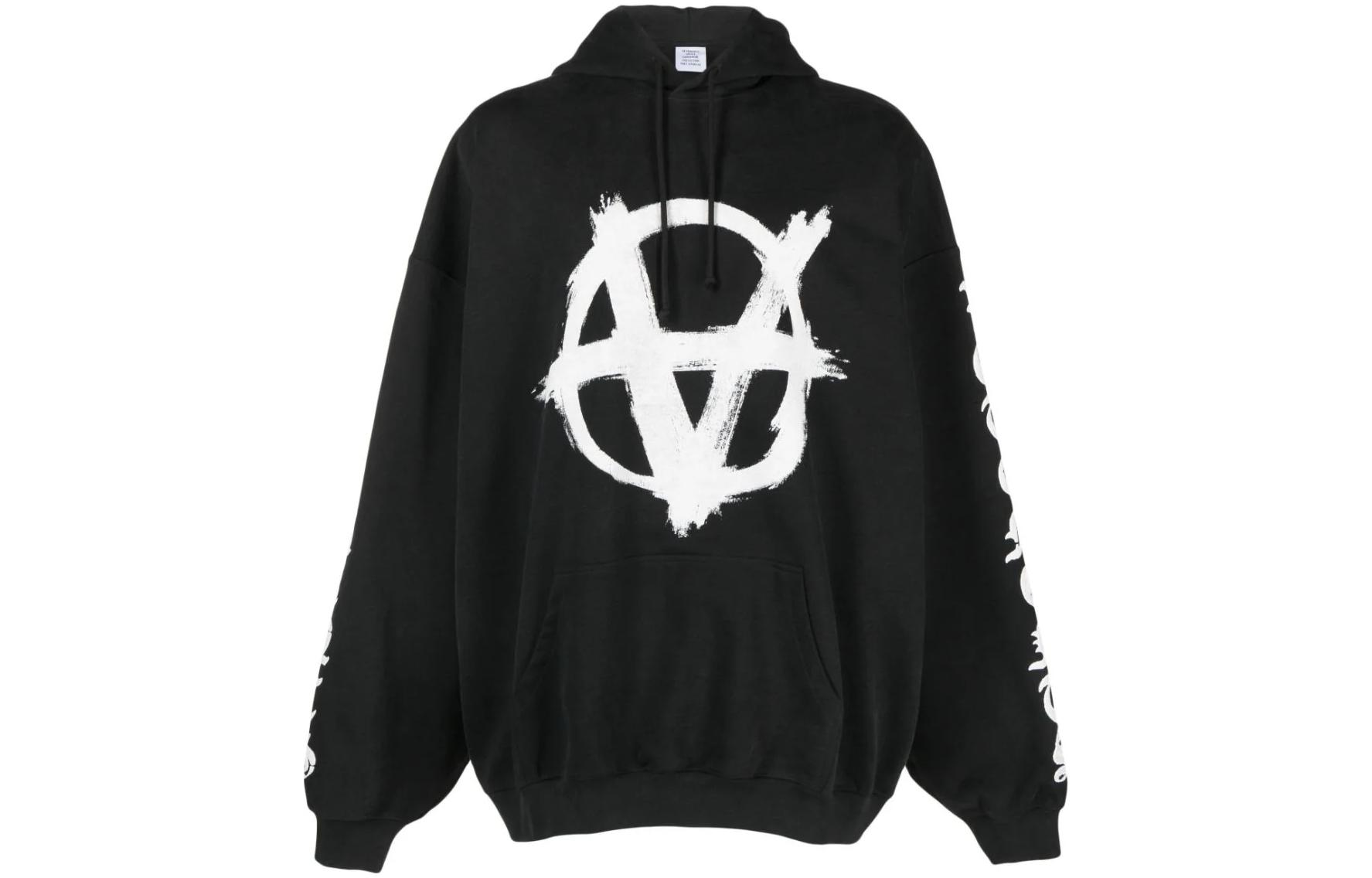 Vetements  Colorblock Graphic Print Hoodie Black. UE54HD260XWASHBLAWH