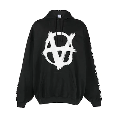 Vetements Colorblock Graphic Print Hoodie Black. UE54HD260XWASHBLAWH