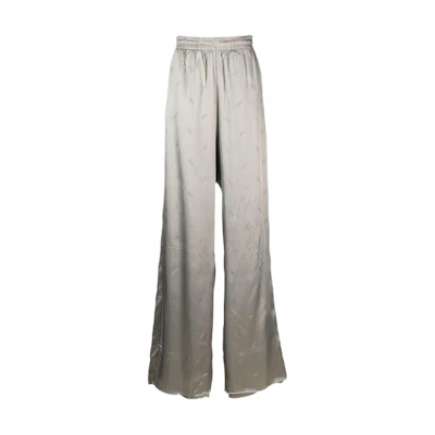 Vetements Glossy Gradient Letter Print Wide-Leg Relaxed Lounge Pants. ME63SP120S-GREY