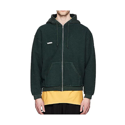 Vetements Green Zip-Up Hoodie with Letter Logo Print. MAH19TR212