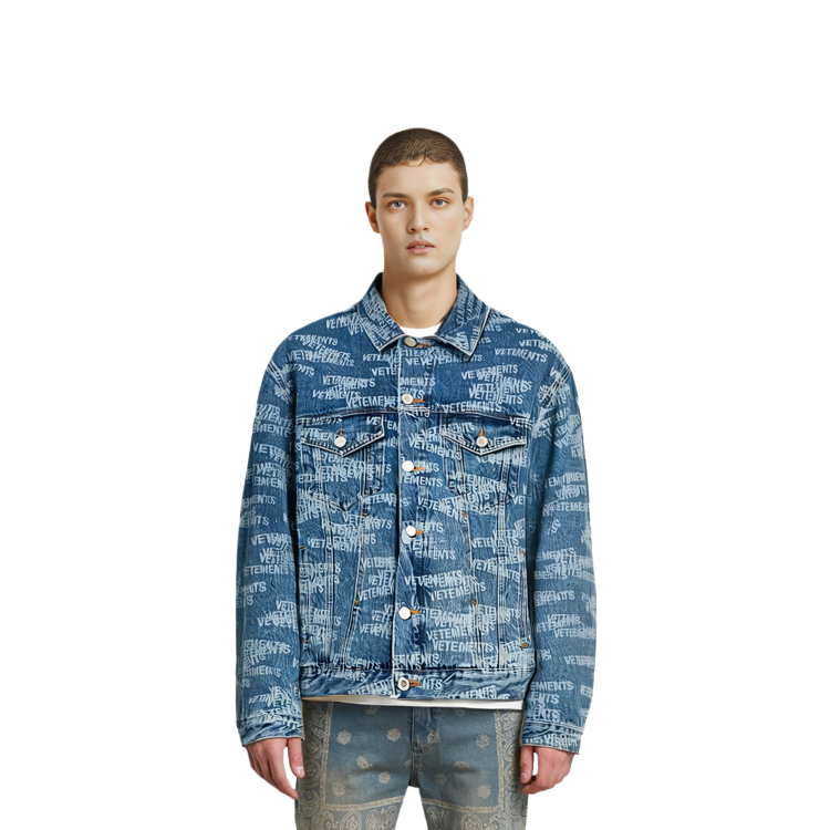 Details for ヴェトモン レタープリント 長袖デニムジャケット ライトブルー UA52JA250BMEDIU