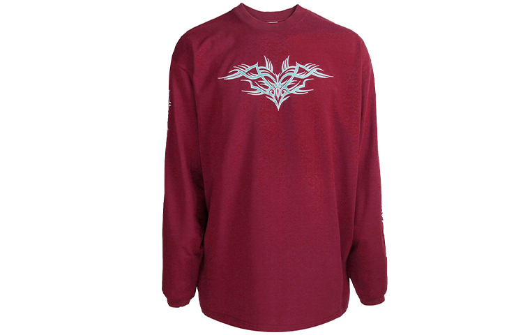 Vetements  Long Sleeve Embroidered Cotton T-Shirt Dark Red UAH21TR627-BORDEAUX