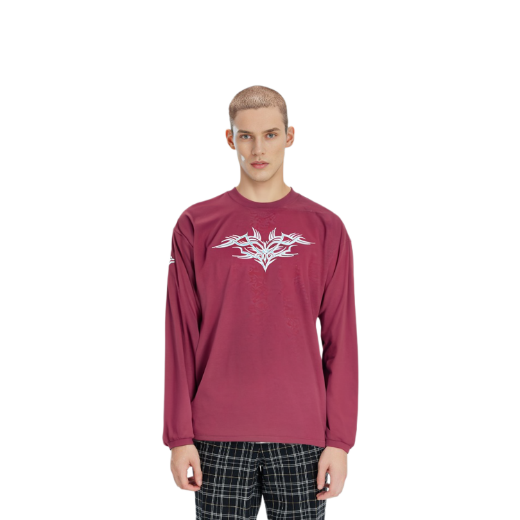 Purchase Vetements Baju Lengan Panjang Kapas Sulaman Merah Gelap UAH21TR627-BORDEAUX