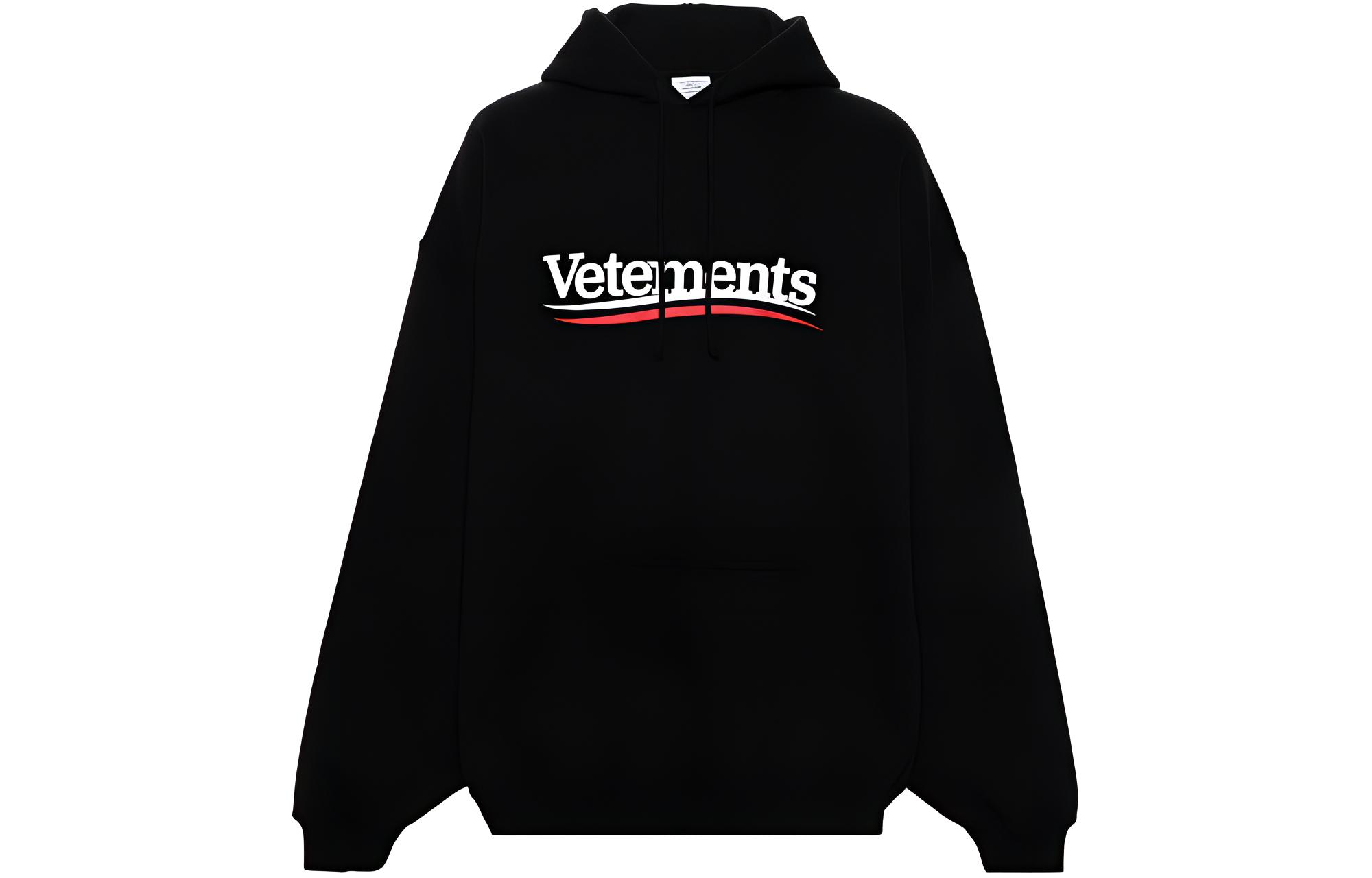 Vetements  Oversized Hoodie with Logo Print in Black. UE64HD440B