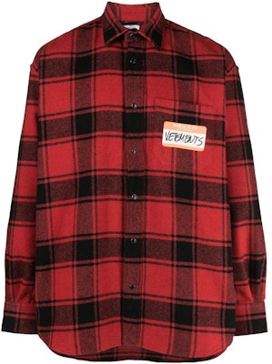 베트멍 레드 체크 로고 프린트 긴팔 칼라 셔츠 UE54SH420R-1887-REDCHECK Order 베트멍 레드 체크 로고 프린트 긴팔 칼라 셔츠 UE54SH420R-1887-REDCHECK