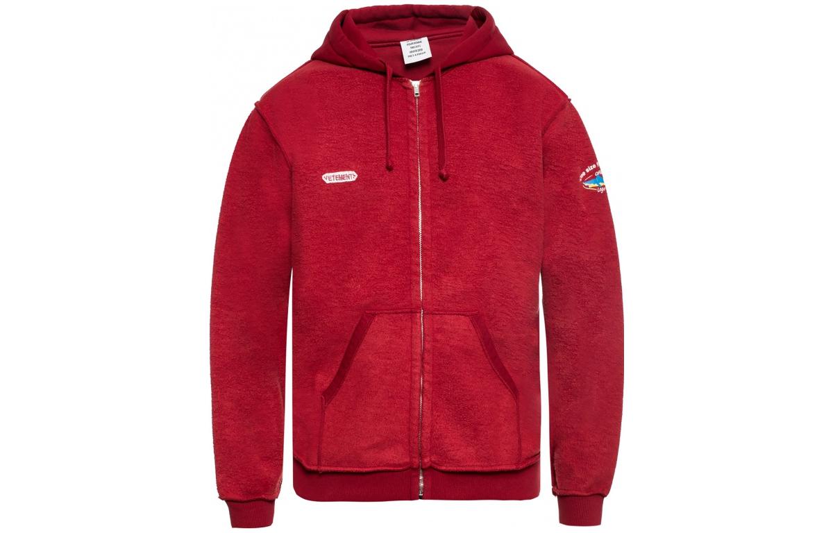 Vetements  Red Zip Hoodie with Logo Print. MAH19TR212-RED