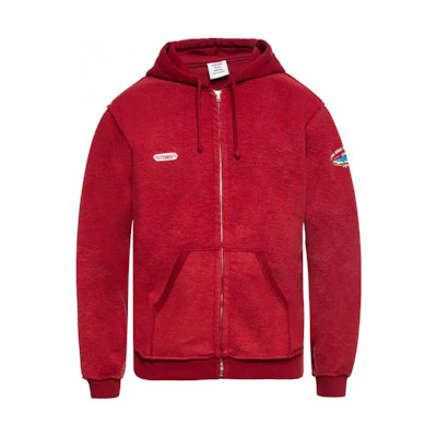 Vetements Red Zip Hoodie with Logo Print. MAH19TR212-RED