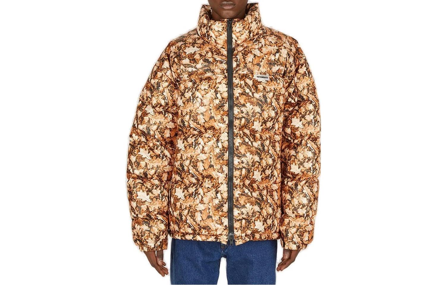 Vetements All-Over Print High-Neck Casual Jacket Brown UA53JA600L-2713