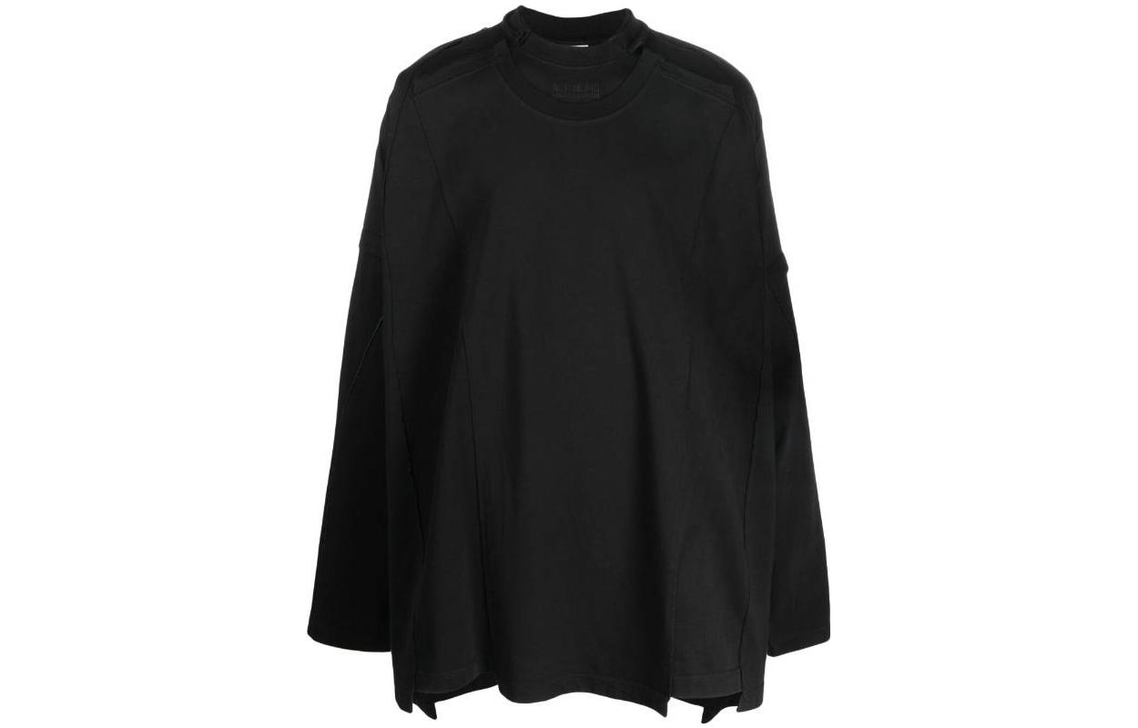 Vetements Asymmetric Solid Long Sleeve Sweatshirt Black Casual UE63LS115B-BLACK