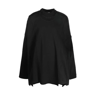 Vetements Asymmetric Solid Long Sleeve Sweatshirt Black Casual UE63LS115B-BLACK