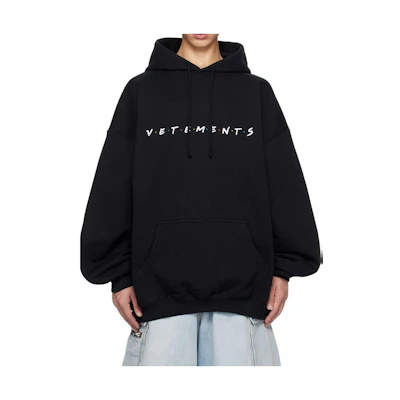 Vetements Black Embroidered Hoodie Long Sleeve Sweatshirt Black 232669M202020