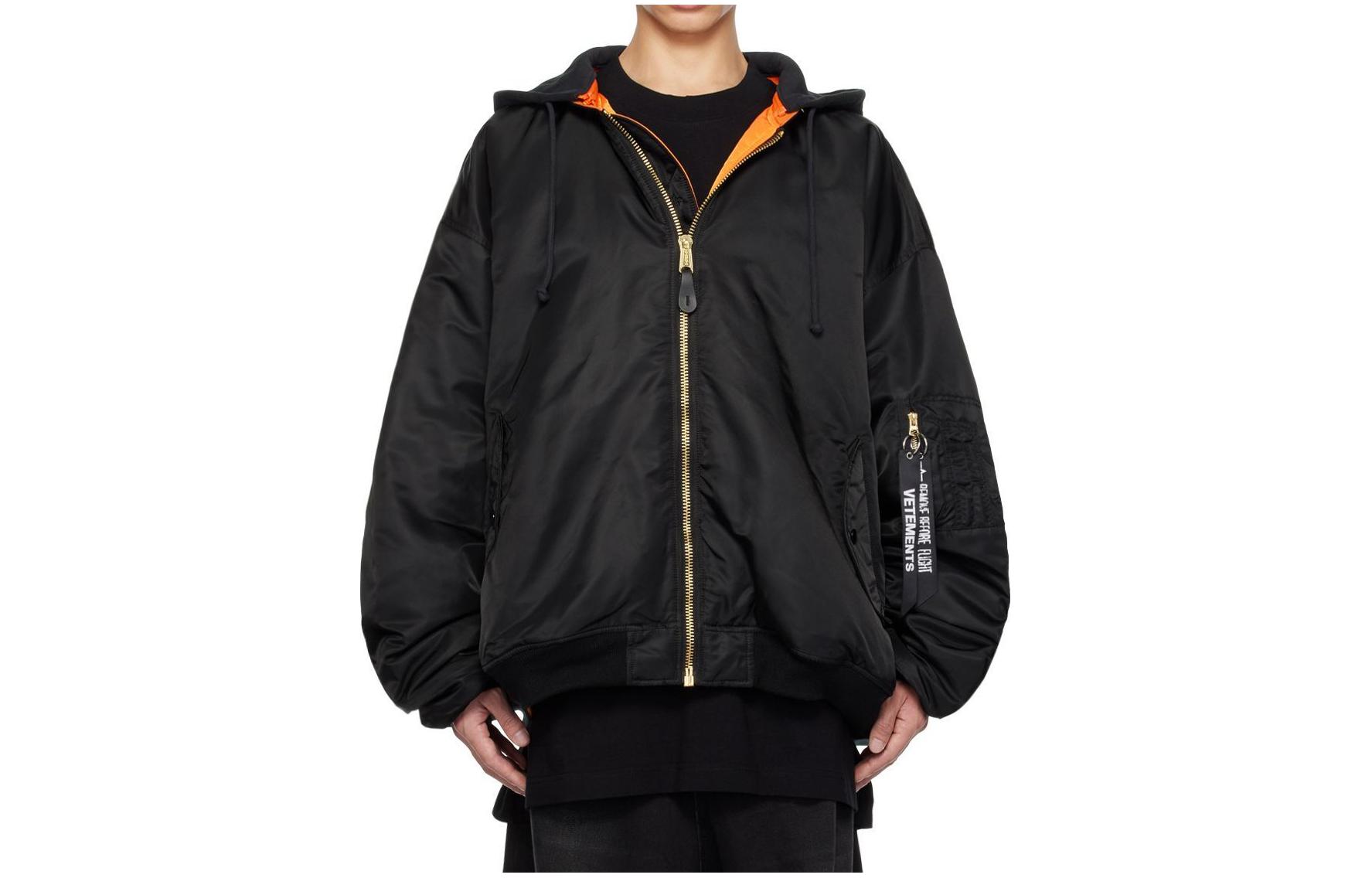 Vetements Black Embroidered Reversible Bomber Jacket Men Black 232669M175001