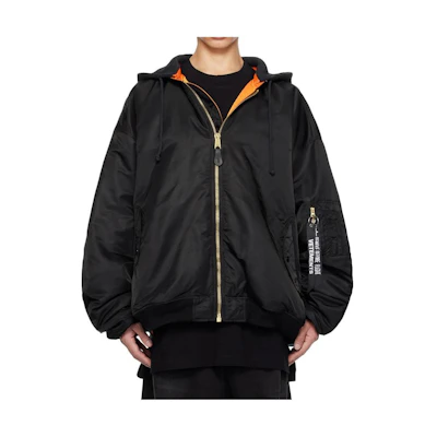 Vetements Black Embroidered Reversible Bomber Jacket Men Black 232669M175001
