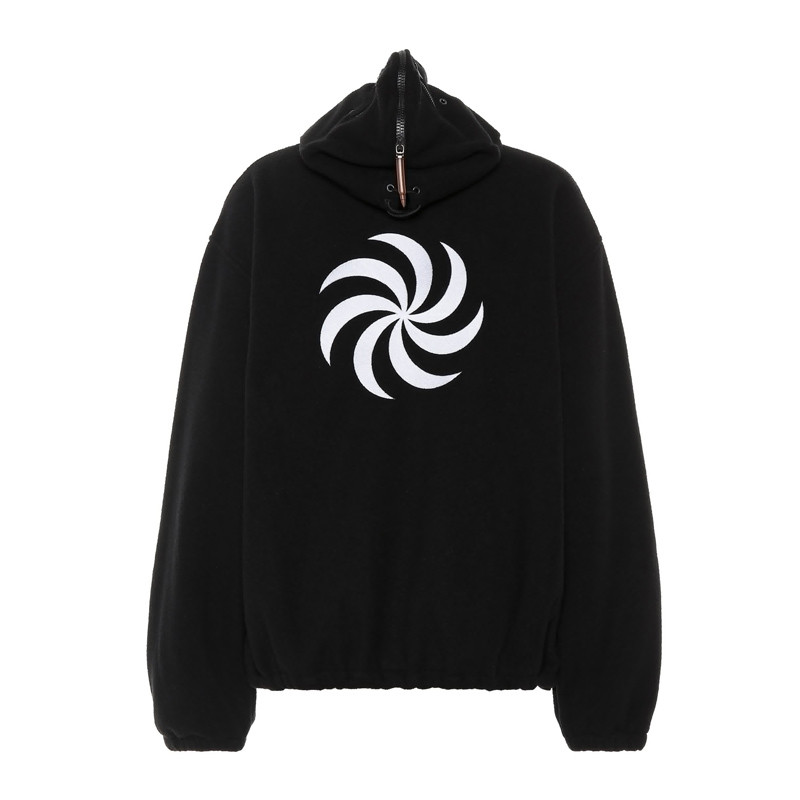 Vetements Black Hoodie Jacket with Minimalist Windmill Design USS197008 BLACK