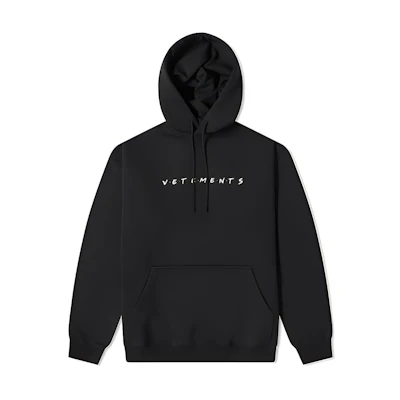 Vetements Black Hoodie with Letter Logo Print Casual Design UE51TR350B-BLACK