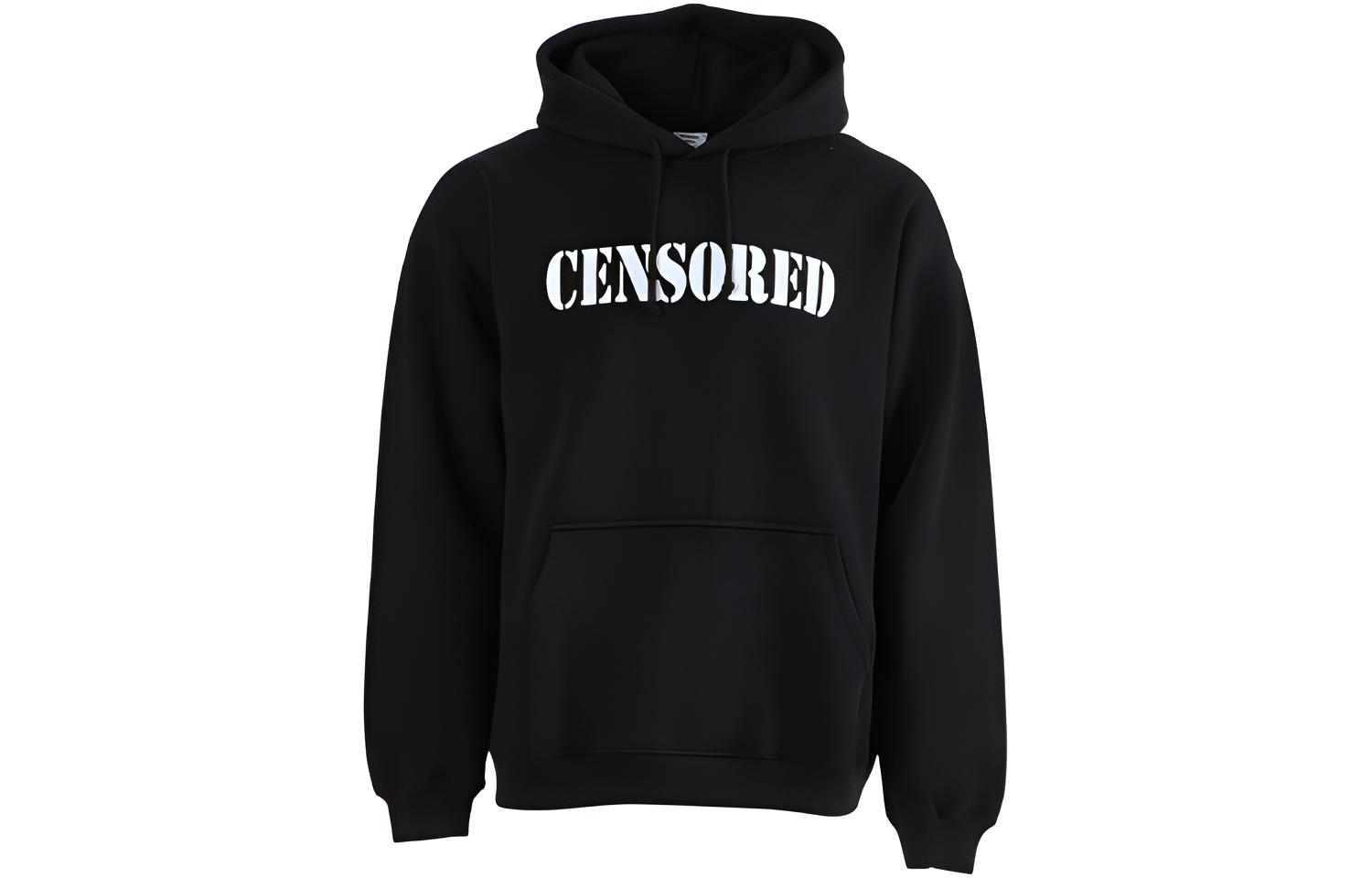 Vetements Black Hoodie with Letter Print UAH21TR583-BLACK