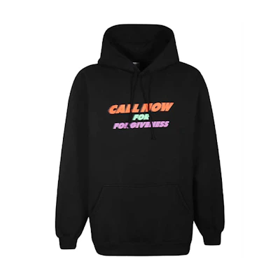 Vetements Black Hoodie with Letter Print UAH21TR631-BLACK