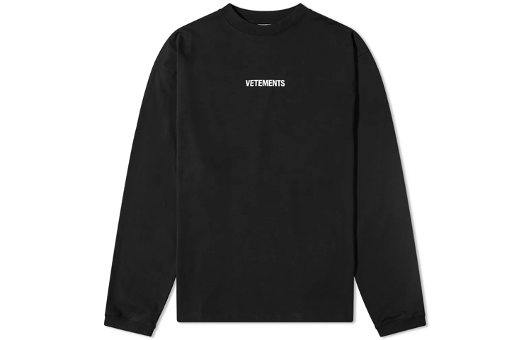 Vetements Black Letter Logo Crewneck Pullover Sweatshirt Unisex UE52TR280B1064