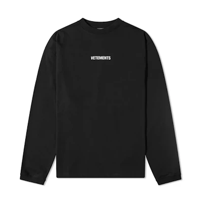 Vetements Black Letter Logo Crewneck Pullover Sweatshirt Unisex UE52TR280B1064